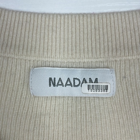 NAADAM Off The Shoulder Wool Cashmere Pullover Ribbed Knit Sweater Cream Large - Picture 8 of 10
